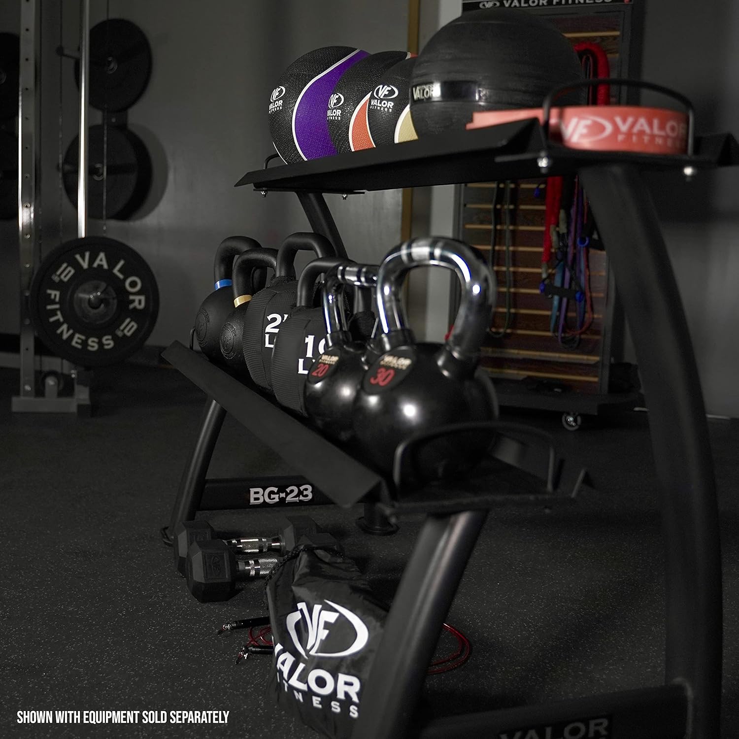 Valor Fitness 2-Tier Kettlebell Storage Rack – Heavy Duty Weight Holder, Organize Gym Equipment, 600 lb Max Weight Capacity for Dumbbells, Kettlebells & Fitness Gear