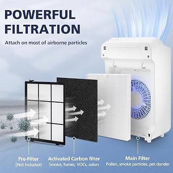 2 Pack C545 Replacement Filter S Compatible with Winix C545 Air Purifier | Replaces Part 1712-0096-00 and 2522-0058-00, 2 Main Filter + 8 Activated Carbon Filters
