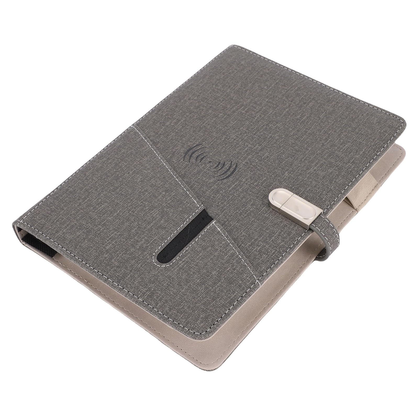 Focket Cuaderno de Negocios Inteligente, 160 Páginas A5 Portátil Encuadernado con Lámpara Grabación de Audio Cargador Inalámbrico de 15W Portátil 8000mAh Banco de Energía con Planificador Inteligente