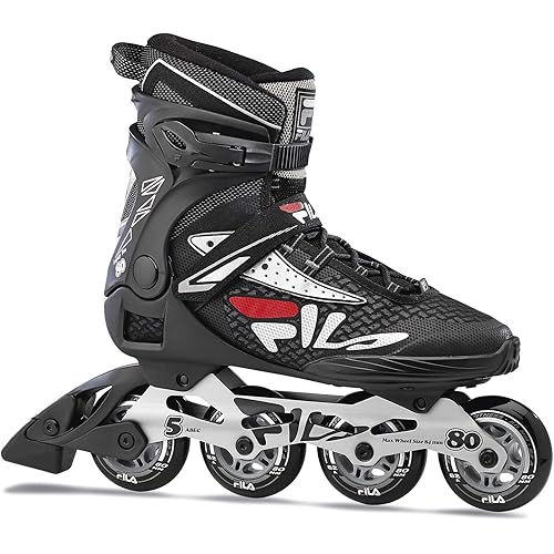FILA Legacy Pro 80 Inline Skates - FILA 80mm (82A Indoor/Outdoor) Wheels - ABEC-5 Bearings - Comfortable Unisex Skates with Air Flow Ventilated Technology