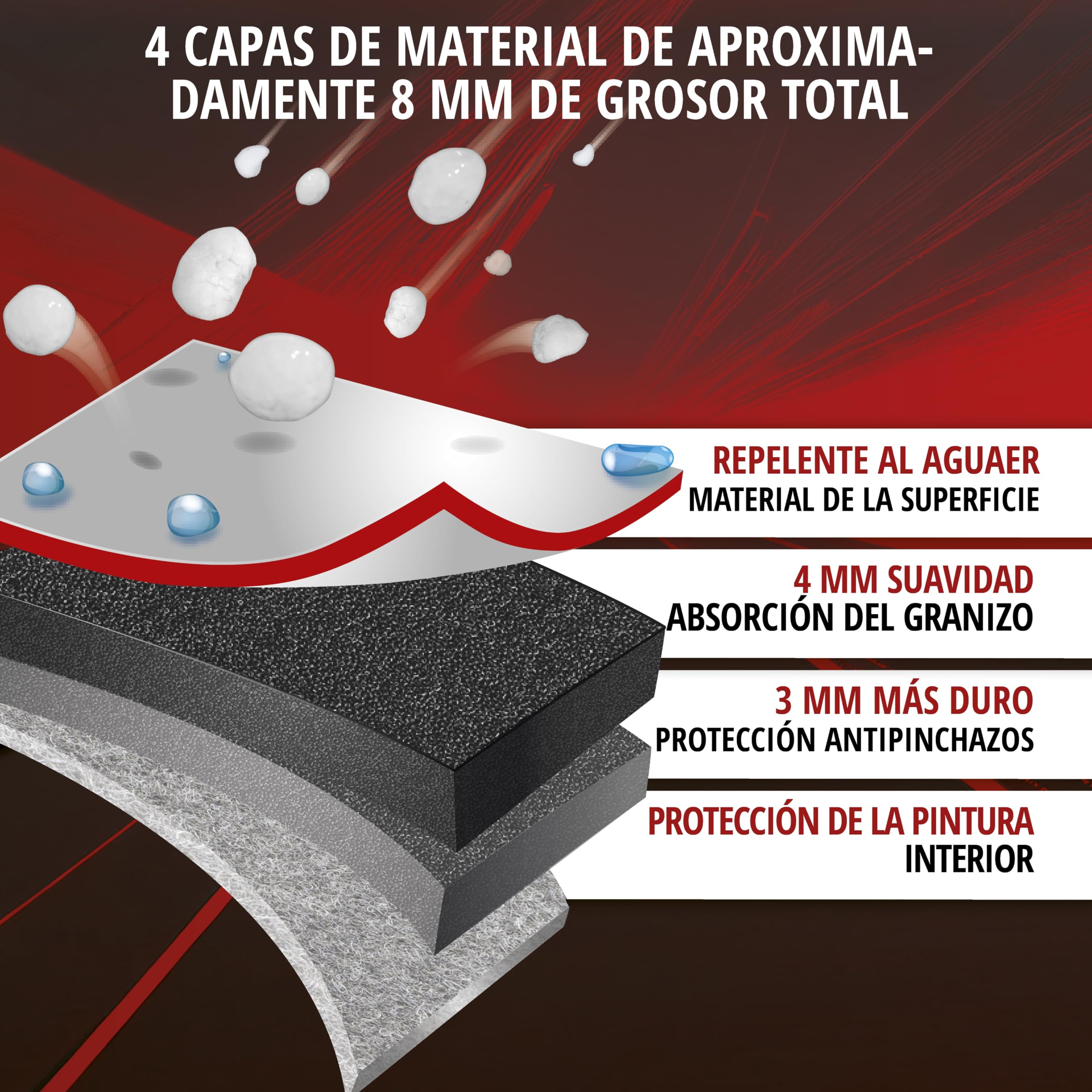 WALSER Funda antigranizo para el Coche Pro, Funda Repelente al Agua antigranizo para automóvil, Lona para Coche, Funda para Coche Talla 9 - Antracita-Plata