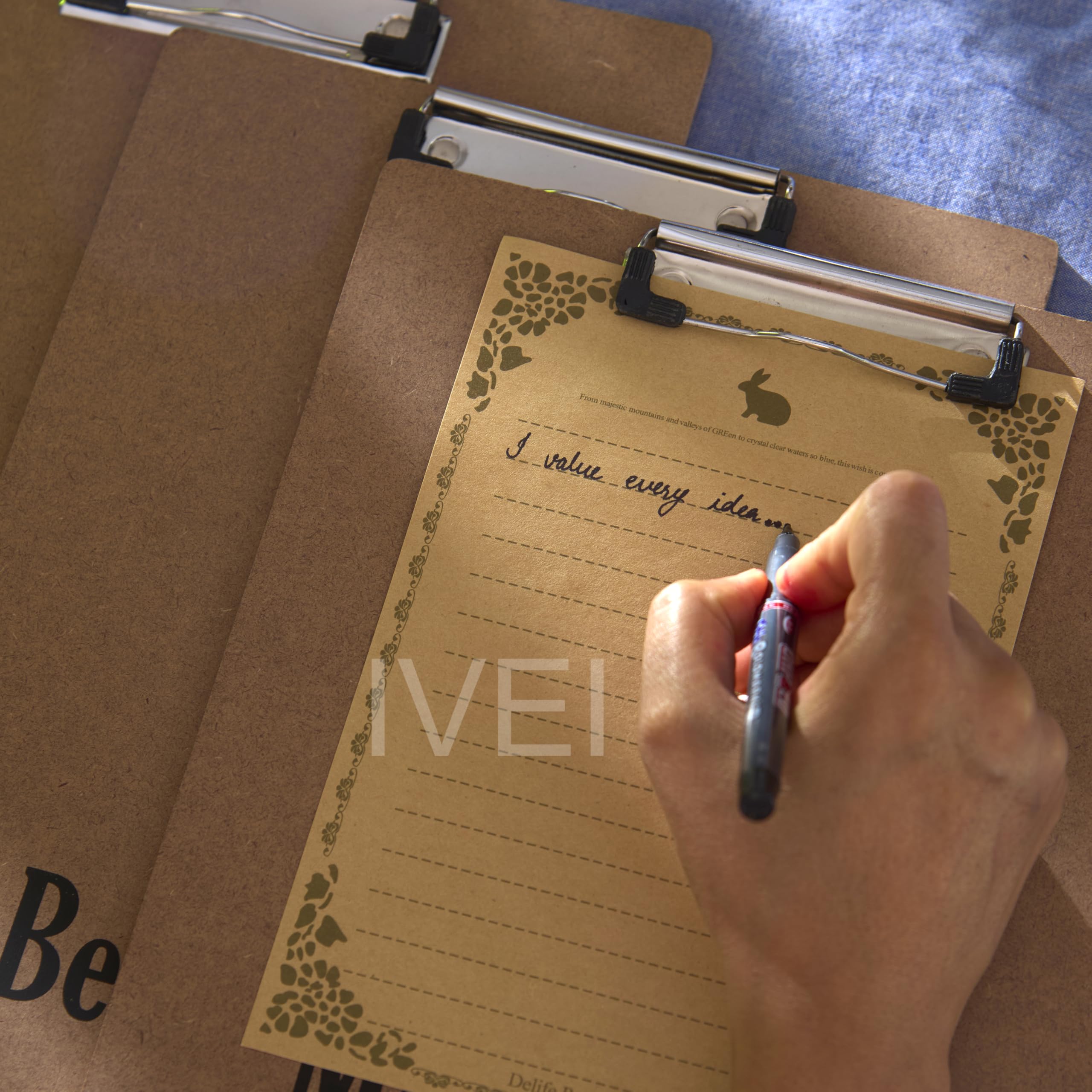 IVEI Lavagna con clip | Blocco da disegno e appunti | MDF A4 tinta unita – Set di 3 | Forniture (set da 2)