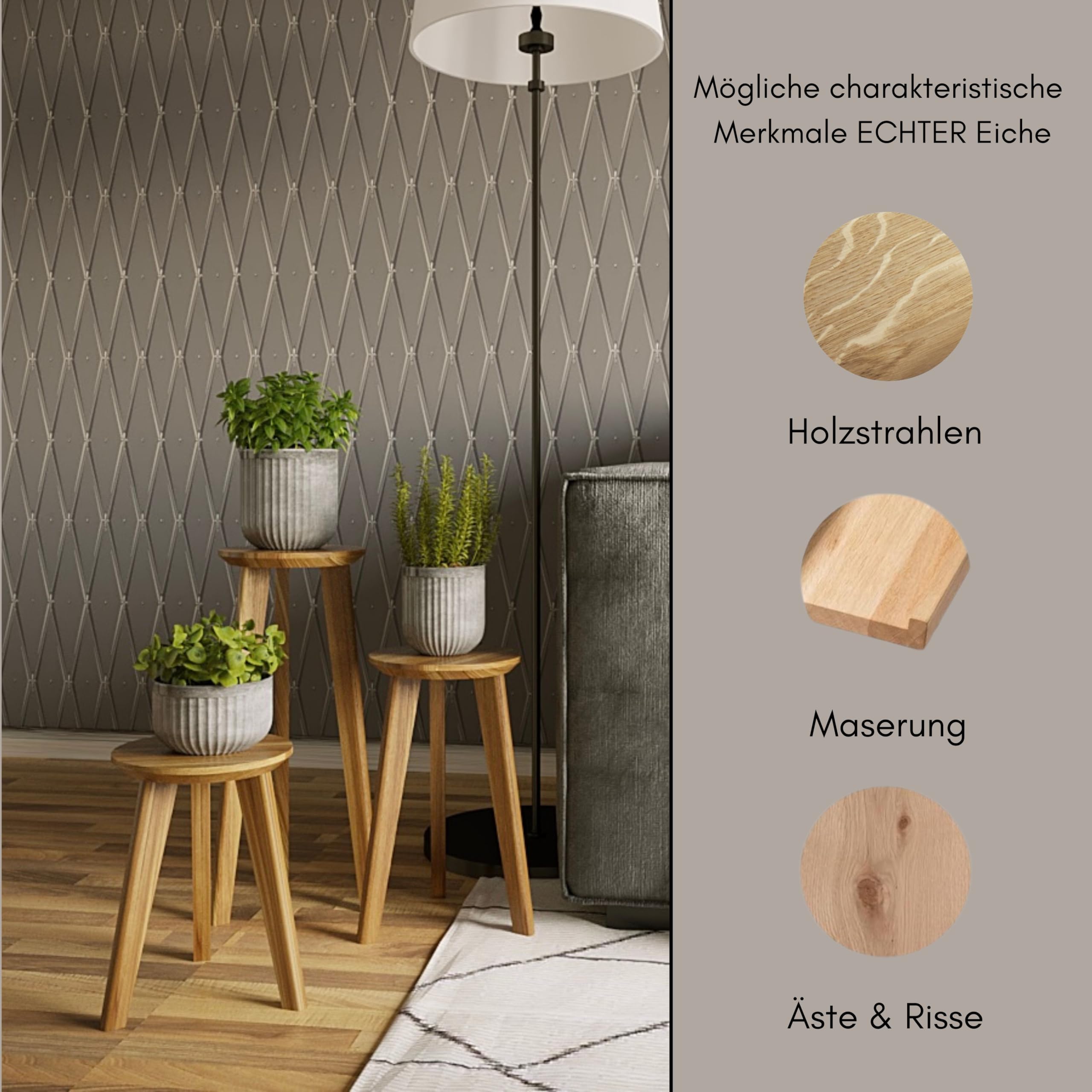 BestLoft.de Blumenständer Pflanzenständer Blumenhocker Hocker Holz Pflanzenhocker Blumensäule Blumenregal Indoor Sitzhocker rund Badezimmerhocker Pflanzenständer Holz (Eiche Hell, Höhe: 45cm)