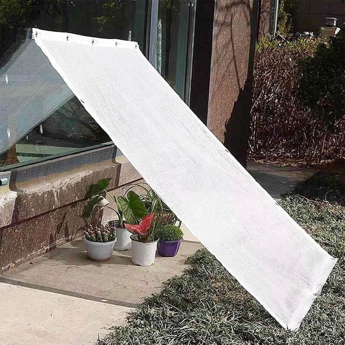 1m-15m Red de Sombra 50% Tela de Sombreo para Plantas, Blanco Malla Sombreo Exterior, Lona de Sombra para Porche, Pérgola, Patio, Plantas, Techo, Piscina, Gallinero(5x12m)