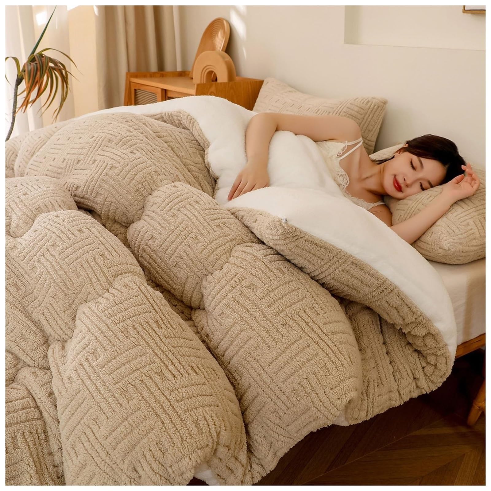 LLiuvcc Super Warm Lamb Quilt Winter Blanket, Double-Sided Velvet Warm Quilt,Thickened Warm Plush Comforter Solid Color Down Duvet(Color4,200x230cm(5KG))