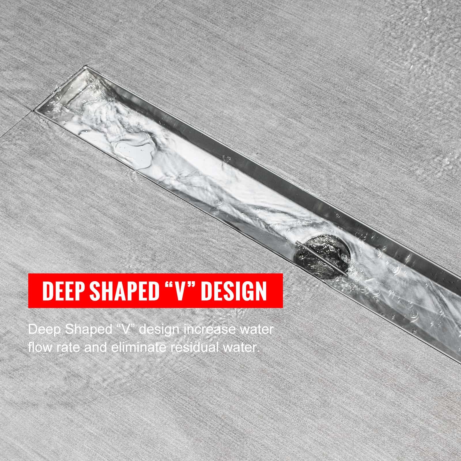 SaniteModar Desagüe de ducha lineal cepillado de 61 cm con rejilla de inserción de azulejos | AISI 304 - Drenaje de suelo de ducha rectangular de acero inoxidable cepillado con aleteo de pelo y patas ajustables