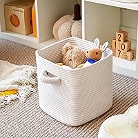 Vista 4 de RUNKA Cestas Cúbicas de Almacenamiento - Paquete de 3 - Cestas Cuadradas de 11 Pulgadas para Closet, Contenedores Tejidos - Ideal para Blanco