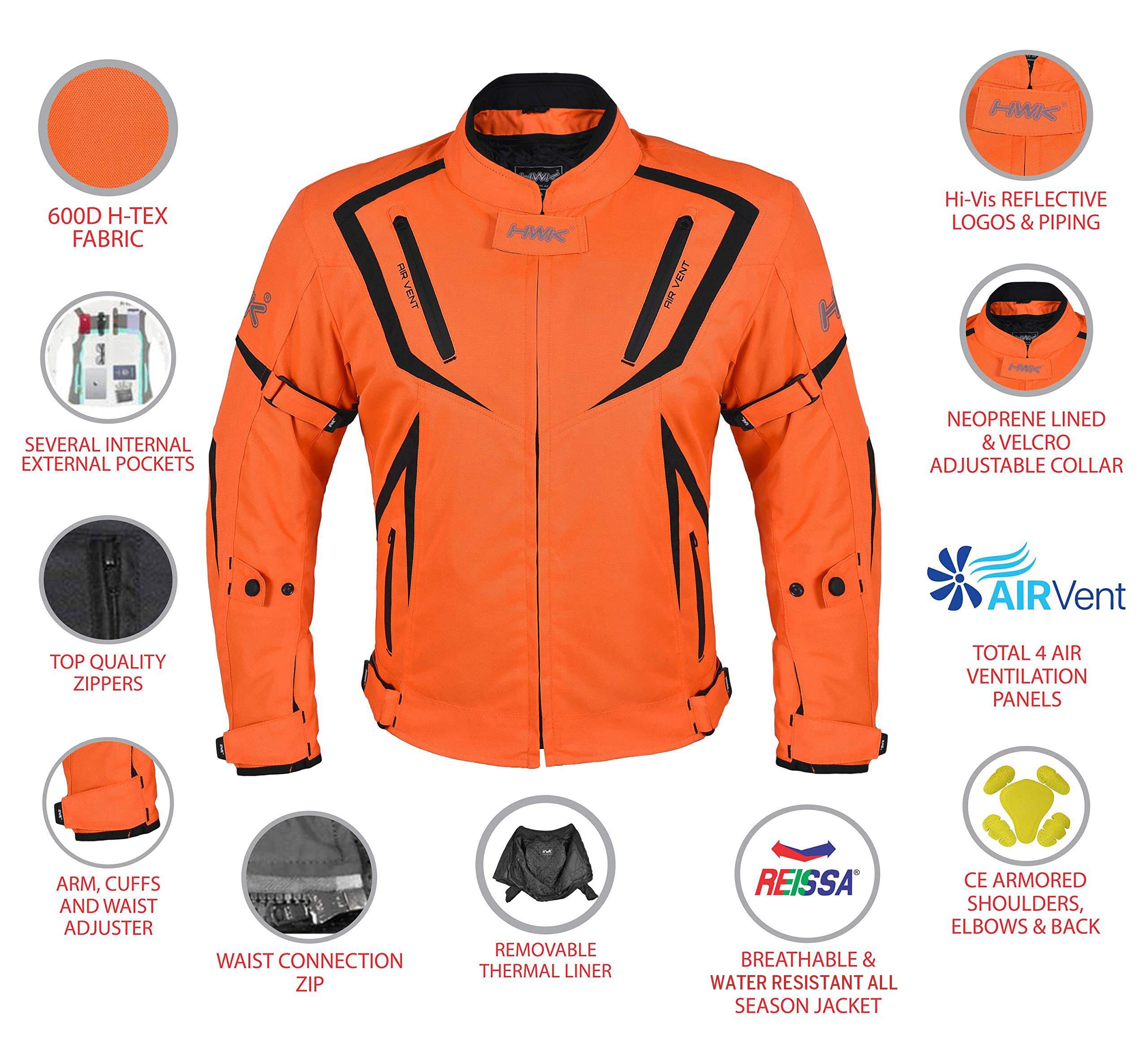 Motorcycle Jacket Riding HWK Mens Textile Motocross Dualsport