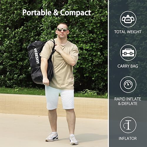 Miniatura 7 de Plataforma flotante inflable de natación, 6 pulgadas8 pulgadas de grosor para múltiples personas, plataforma de balsa con bolsa de almacenamiento