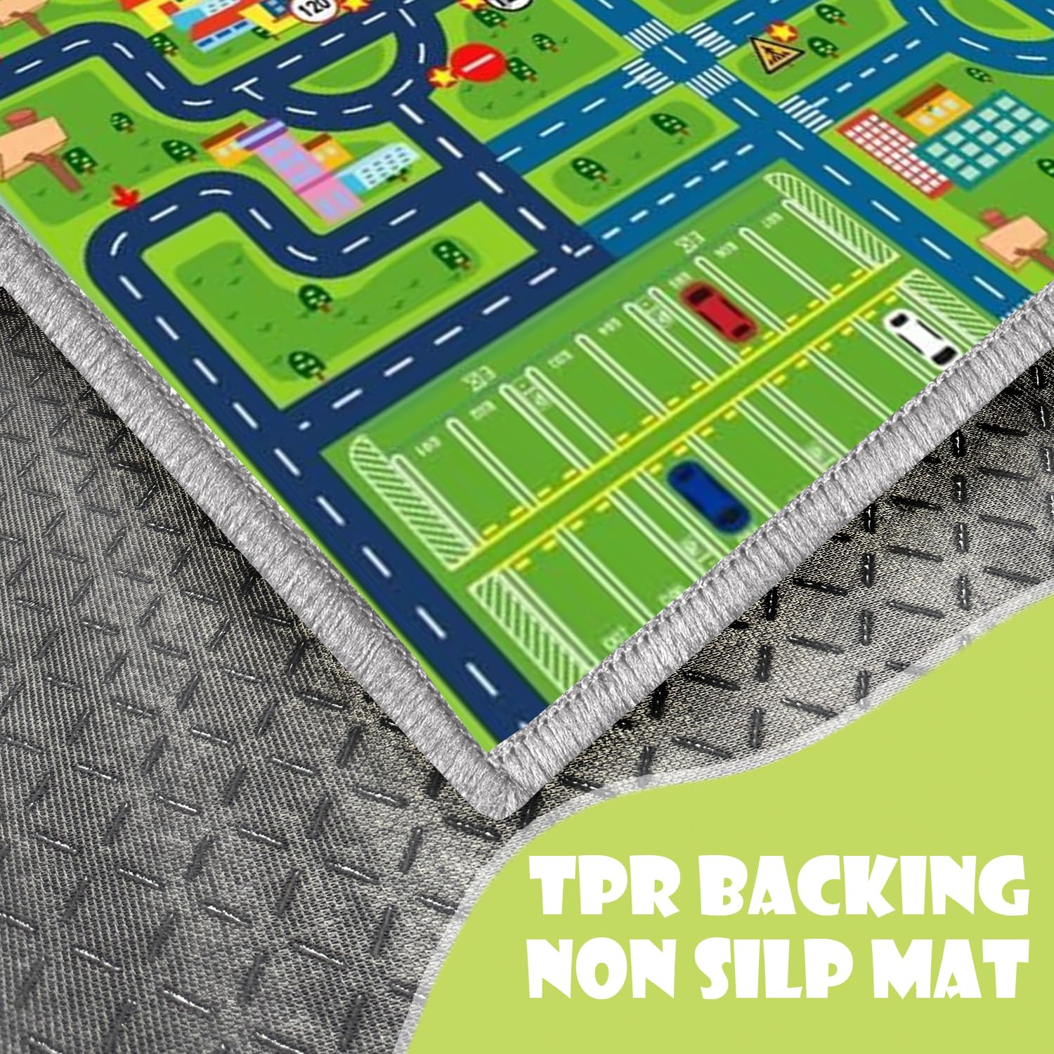 Kids Carpet Playmat Rug, Cityscape Car Rug for Kids, Non-Slip, Machine Washable, 59" x 39.4" (Rectangular)