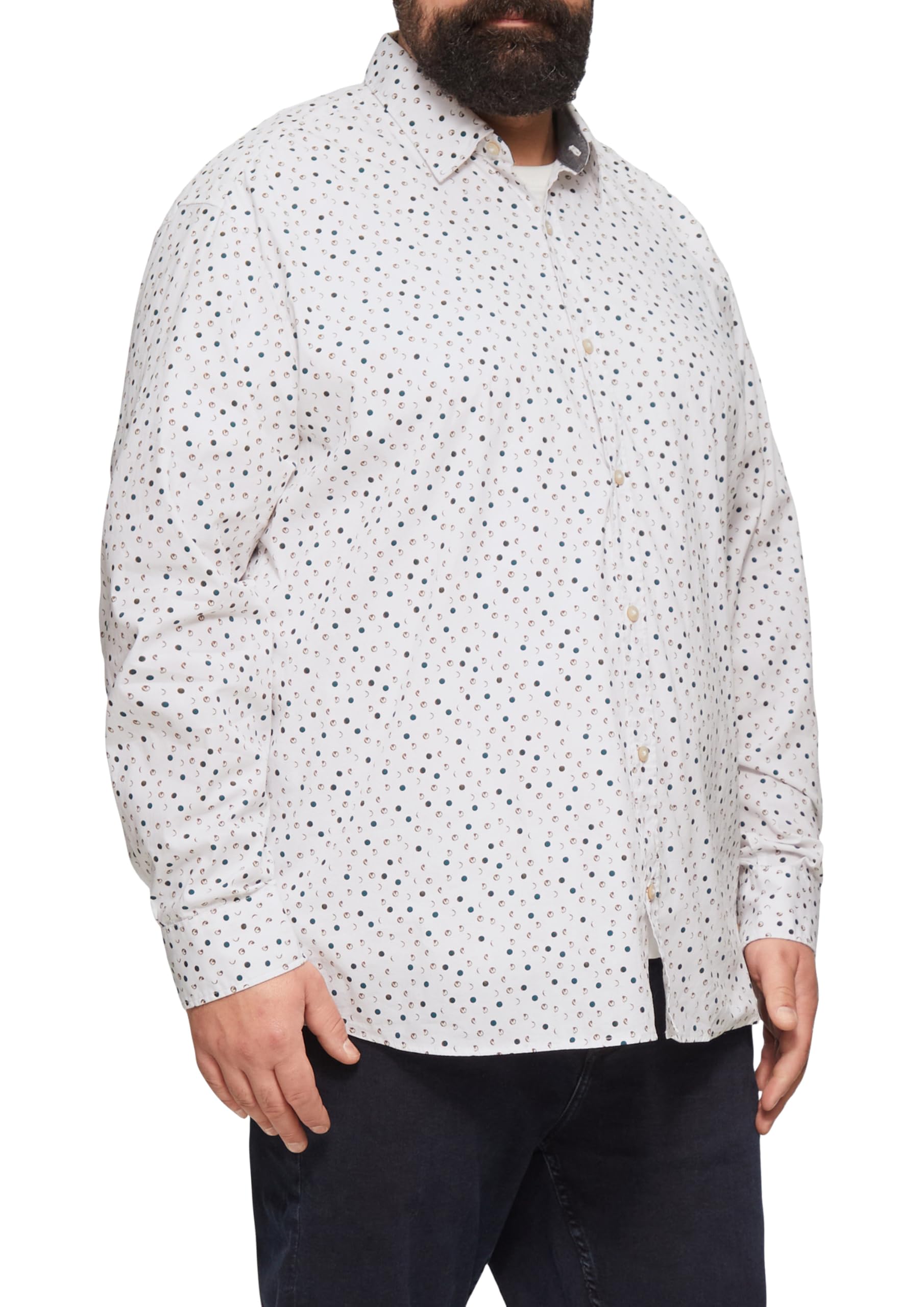 s.Oliver Slim Fit: Gemustertes Popeline-Hemd mit Kentkragen