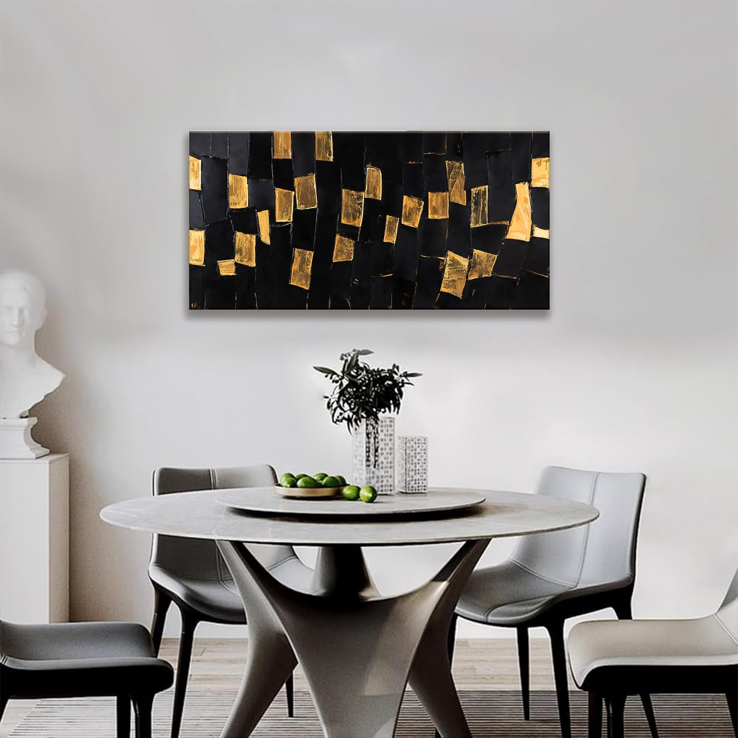 Canvas Art Wall Decor Abstract Wall Art Pictures For Living Room Artwork for Walls Black And Gold Wall Art Canvas Wall Art Decor Modern Abstract Wall Art Home Bedroom Office Wall Decoration 20" X 40"