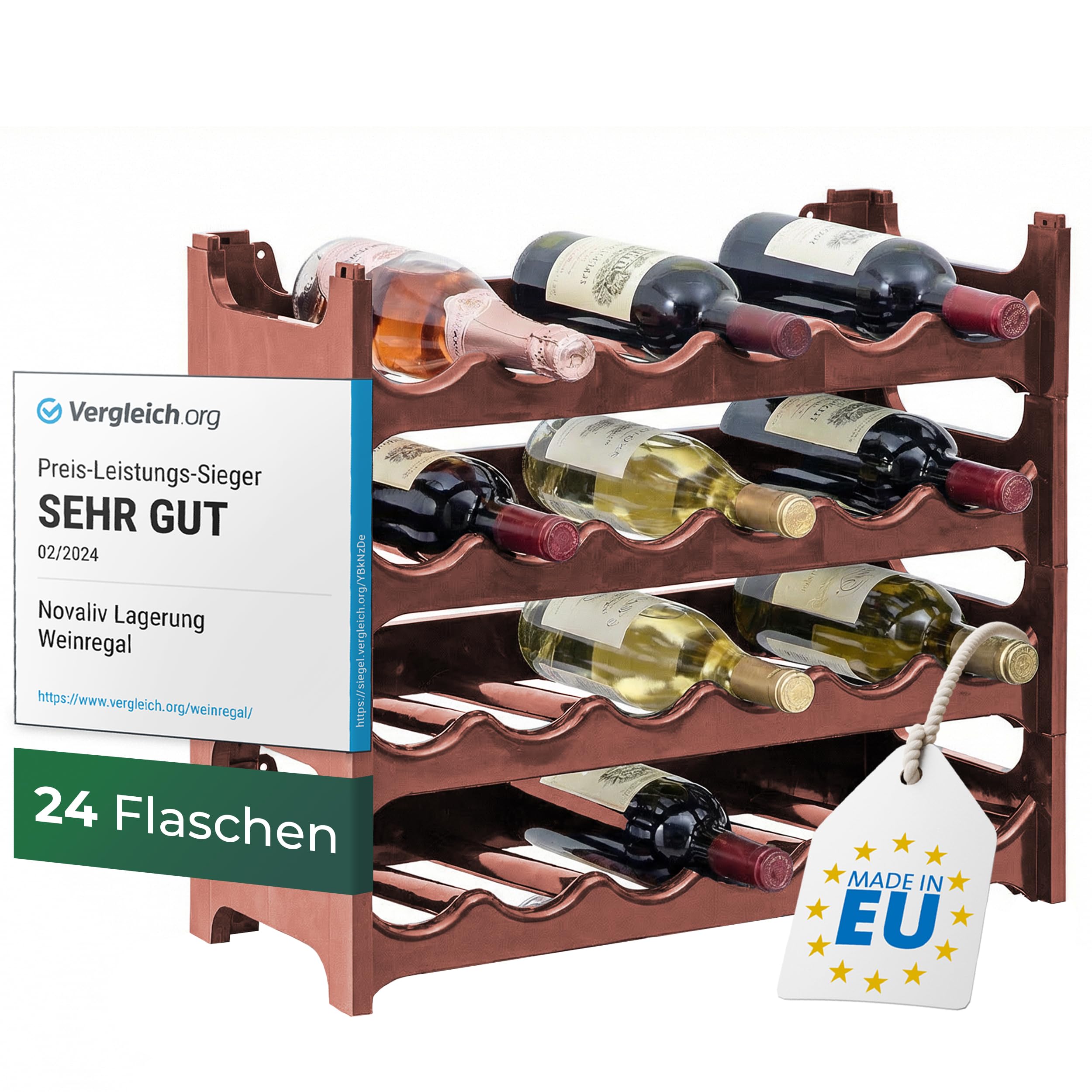 Novaliv Flaschenregal fr 24 Flaschen, Braun, erweiterbar, stapelbar,  Getrnkeschrank fr Flaschen, Pet Flaschen Aufbewahrung, Weinregal flach,  Weinlagerung, Getrnkeaufbewahrung, Bottle Organizer : Amazon.de: Kche,  Haushalt & Wohnen