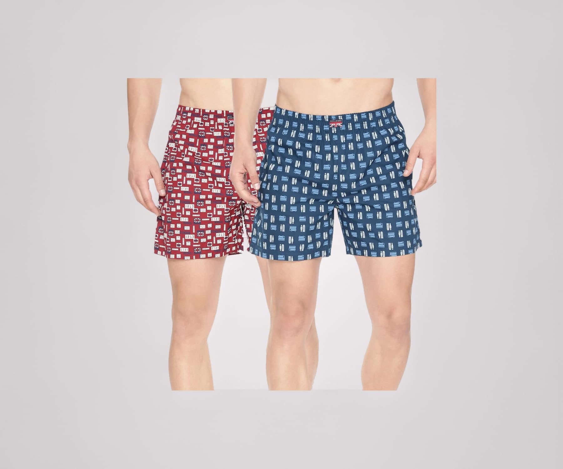 Men's Printed 100% Cotton Regular Fit Long Boxer Shorts | Pack of 2 Stylish AOP Long Boxers for Innerwear & Lounge Wear | Soft Breathable Fabric | Elastic Waistband | Everyday Comfort