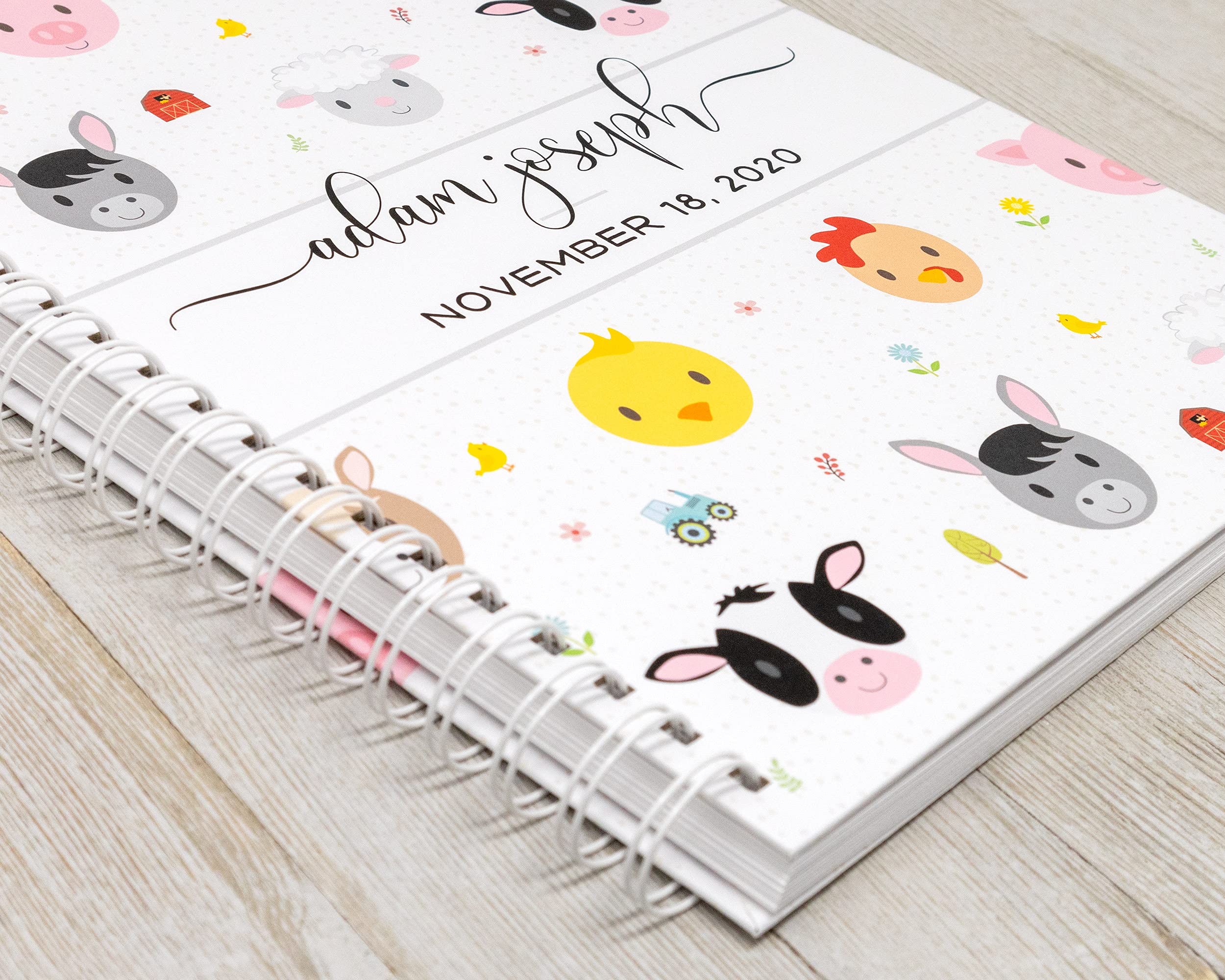 Farm Animals Baby Memory Book - Hard Cover First Year Album Personalized with Baby’s Name - Gender Neutral Farm Baby Journal (Farm Friends)