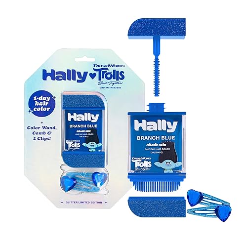 Miniatura 1 de Hally x Trolls Band Together  Color de cabello para niños de 1 día  Tinte de cabello azul rama sin ensuciar  Accesorios para el cabello de Trolls