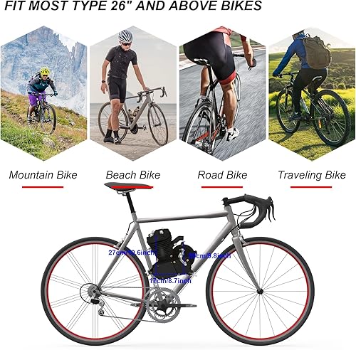 Miniatura 7 de Ktaxon Kit de motor de bicicleta de 50 cc, kit de bicicleta motorizada de 2 tiempos para la mayoría de bicicletas de 26 pulgadas por encima, kit de