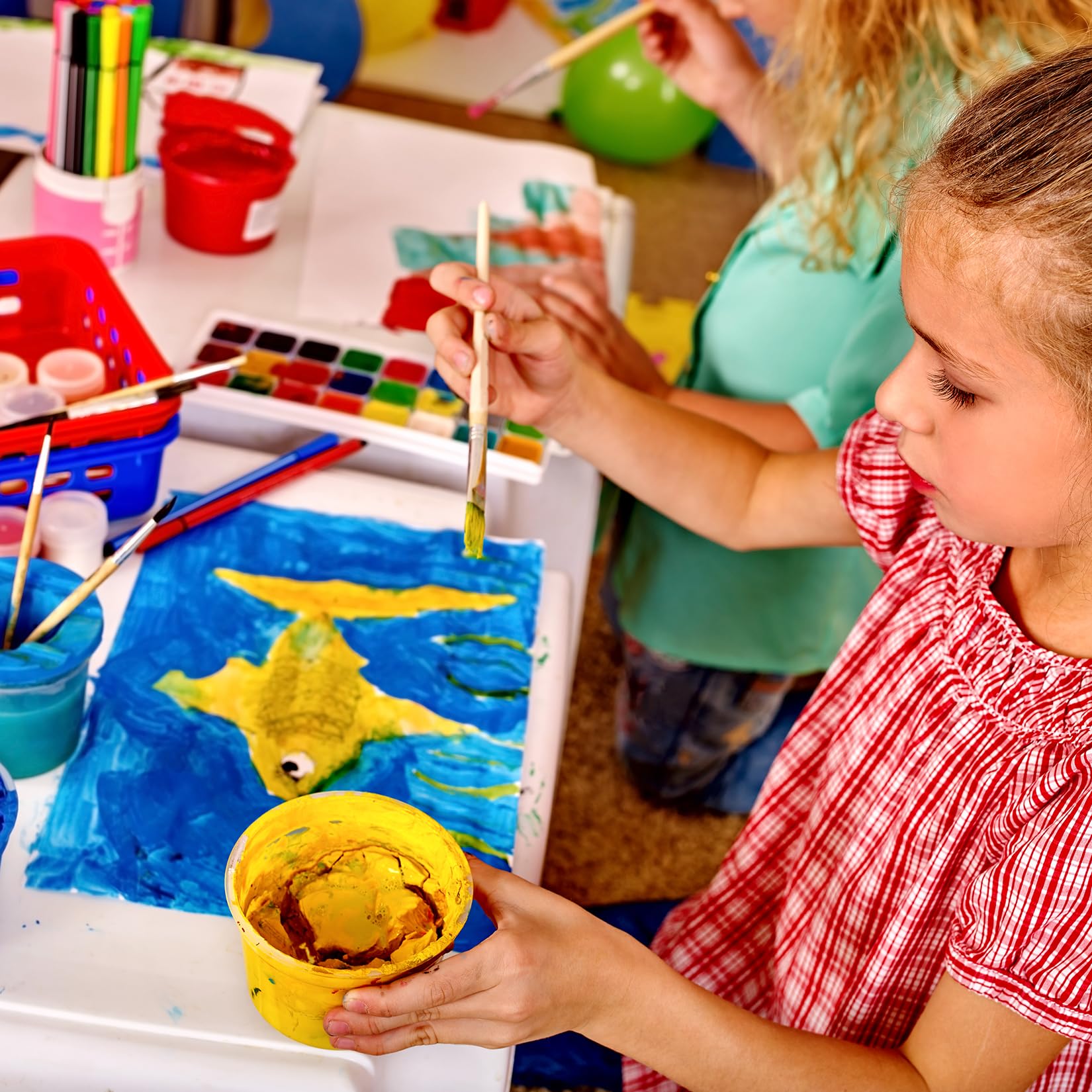 Accessoires Peinture Enfant - Kit Complet de Peinture avec Éponges, Pinceaux, Rouleaux et Tampons - 31 Pièces - pour Débutants à Avancés - Facile à Nettoyer et à Transporter