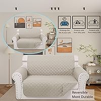Vista 2 de Fundas reversibles para sofá biplaza, protector de muebles (sofá biplaza pequeño, beige/beige)