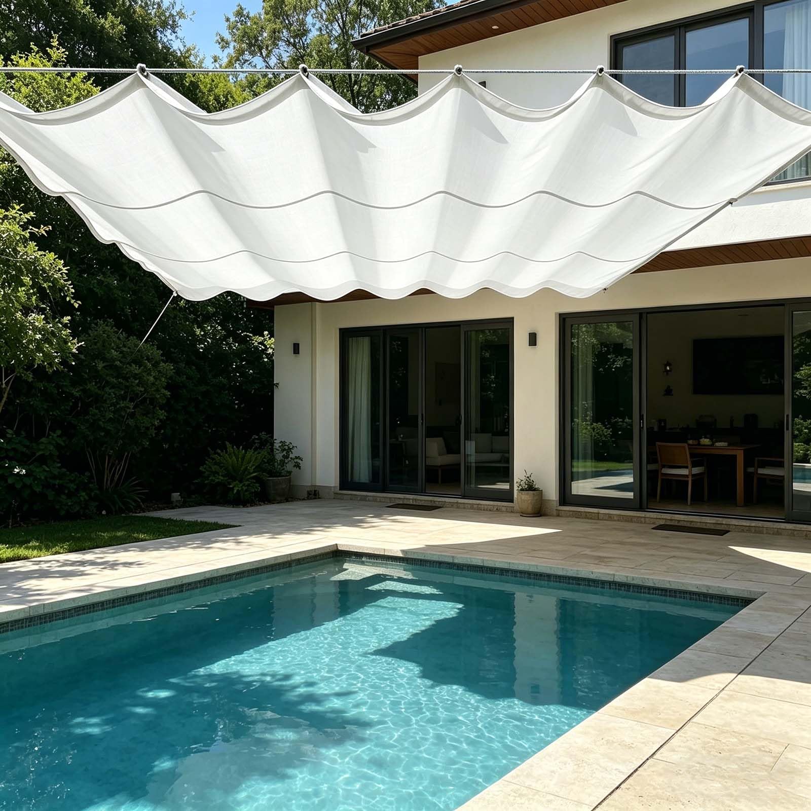 Voile d'ombrage rétractable 315 x 925 cm contre la chaleur et la pluie