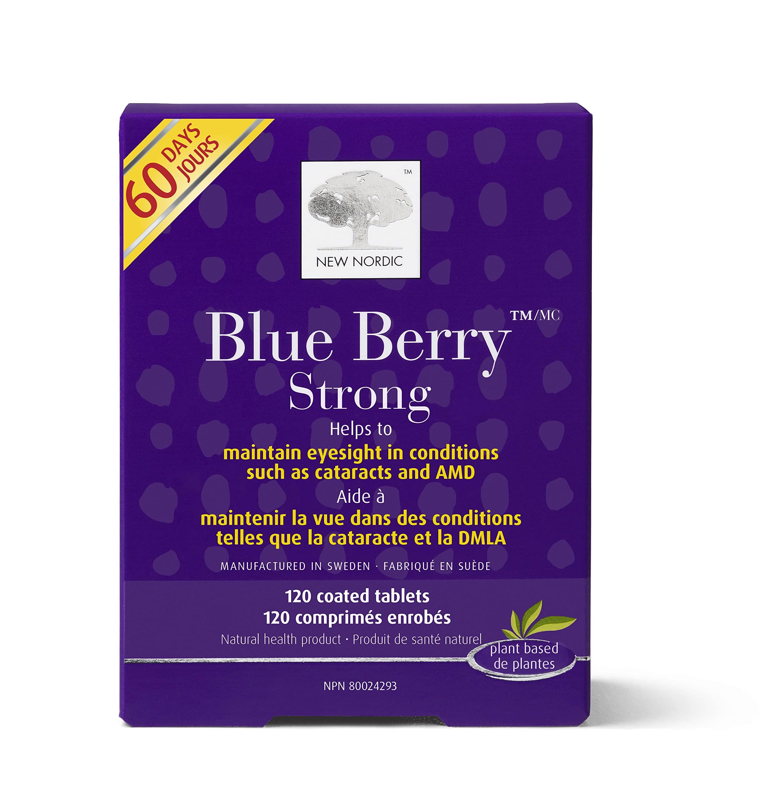 NEW NORDIC Blue Berry Eye Vitamin Lutein Supplement with Zinc, Supports Macular Pigmentation, Eye & Vision Function, 60 Tablets (Pack of 1)