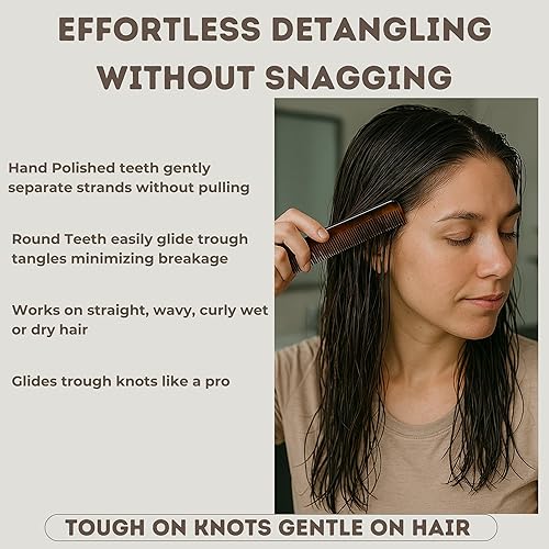 Miniatura 7 de G.B.S PCT - Peine de bolsillo de 5 pulgadas para hombres y mujeres, peine de concha de tortuga de dientes finos para peinar, desenredar y asear,