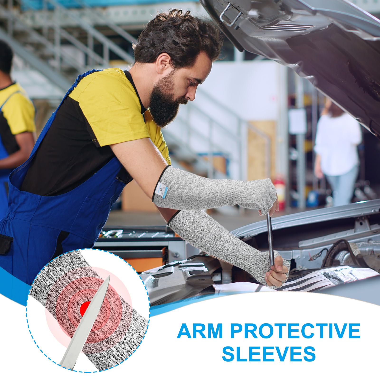 PATIKIL 8 Inch Cut Resistant Sleeves with Finger Grips - Image 4