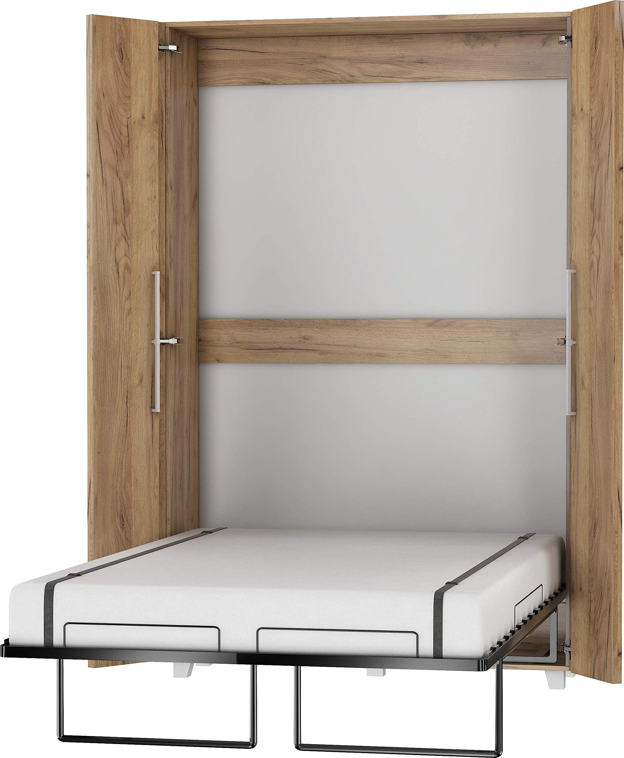 Modern Compact/Smart Bedroom Vertical Fold Away Pull Out Murphy Bed - TEDDY - (Craft Gold, 120 x 200 cm)