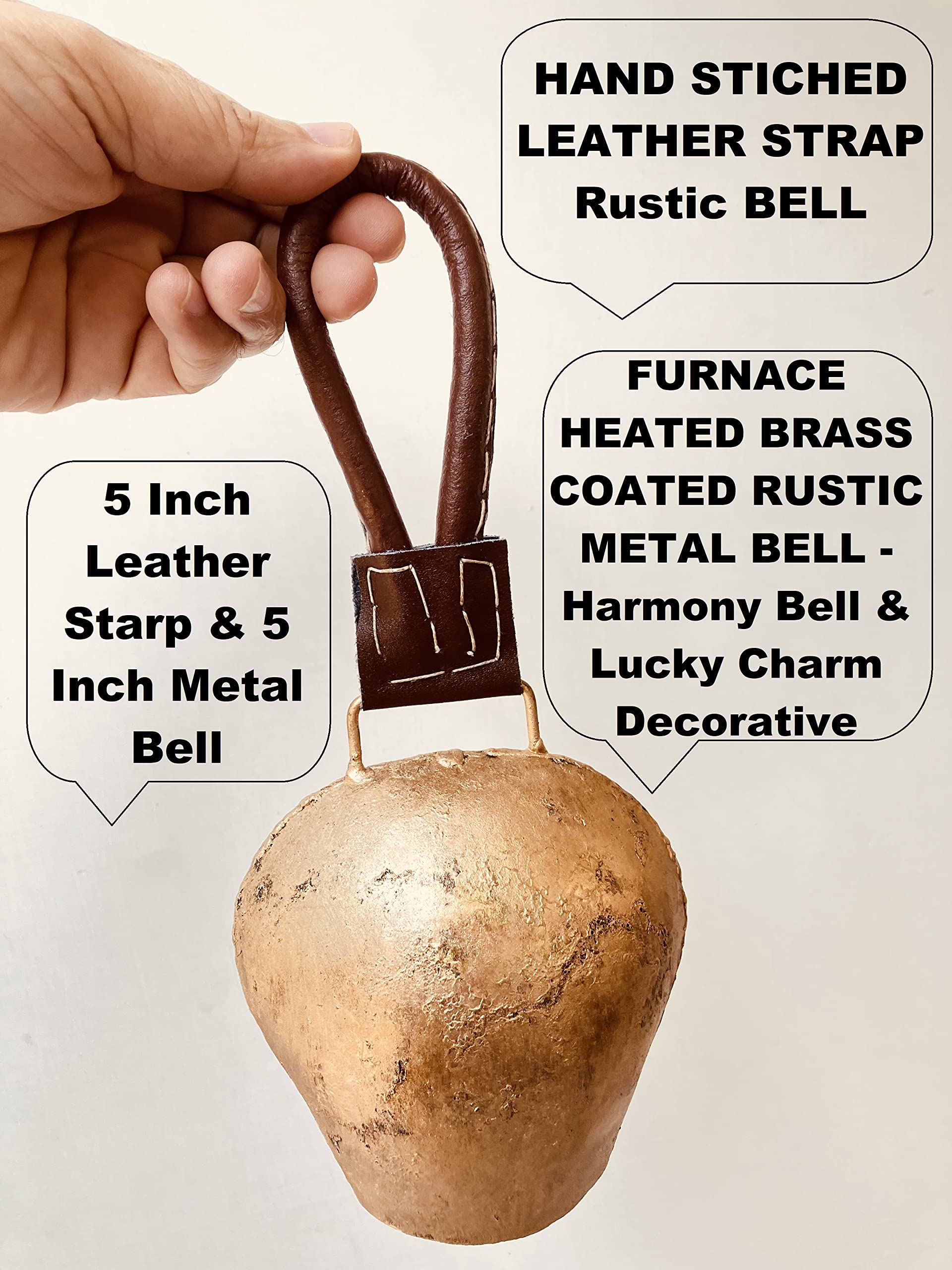 Campanello gigante rustico mucca enorme armonia vintage stile svizzero campana fortunato Natale appeso campana fatta a mano ottone rivestito