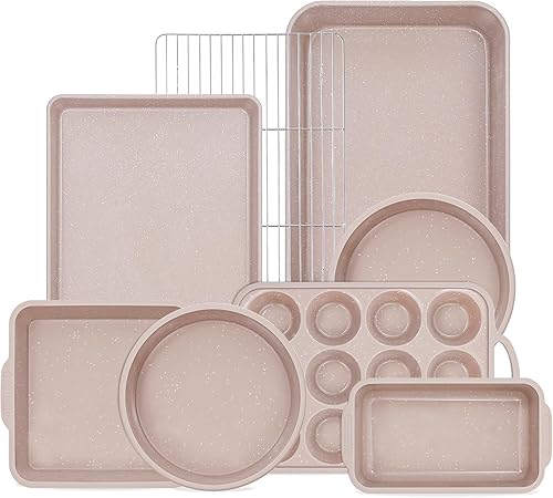 Juego de 8 sartenes para hornear, juegos de utensilios de silicona para hornear con marco reforzado de metal, juegos de hornear apilables no tóxicos