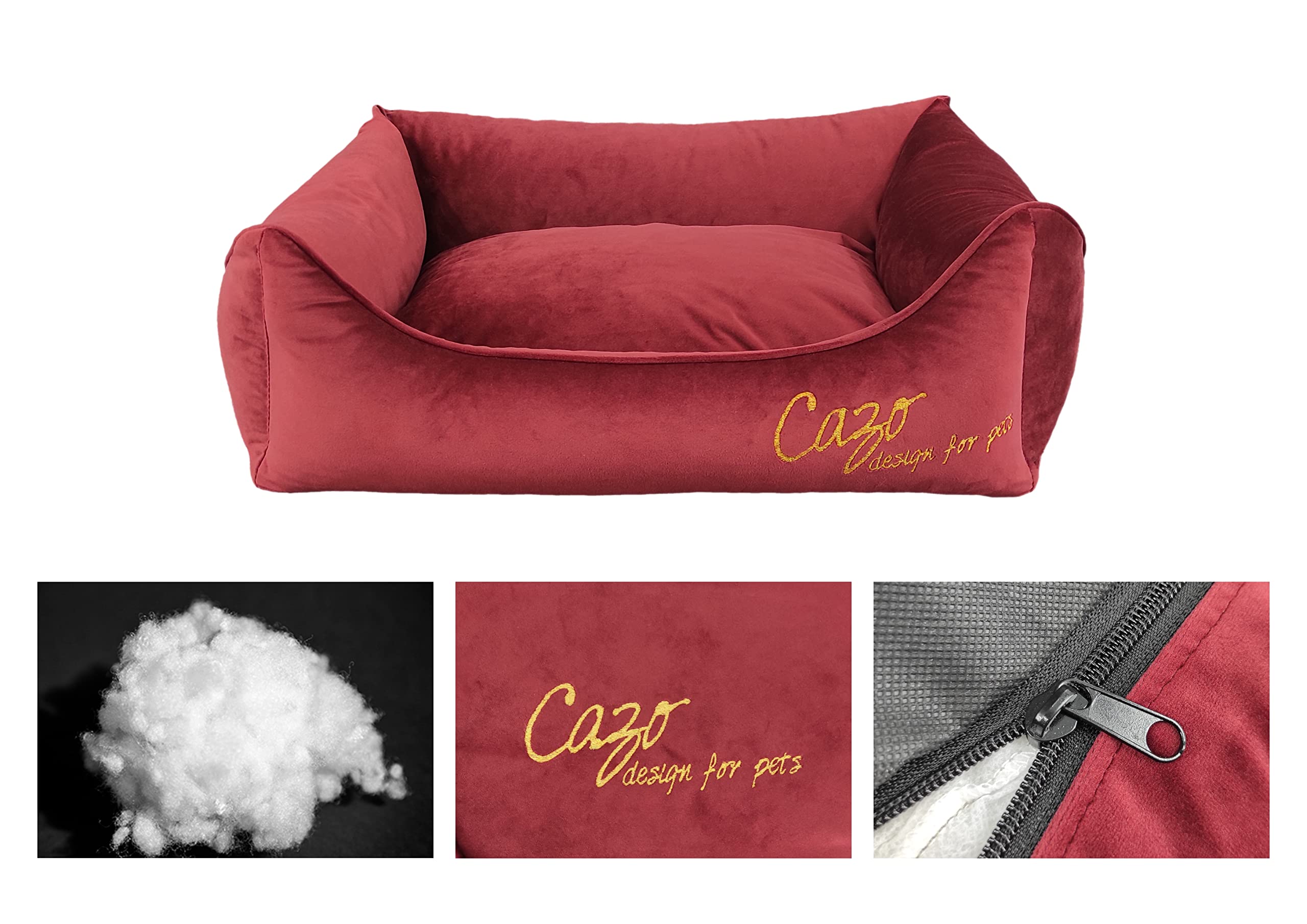Hundebett Daunenbett CAZO Milan für Hund oder Katze 55 x 42 cm, Innenmaß 30 x 20 cm, Burgund, Größe XS