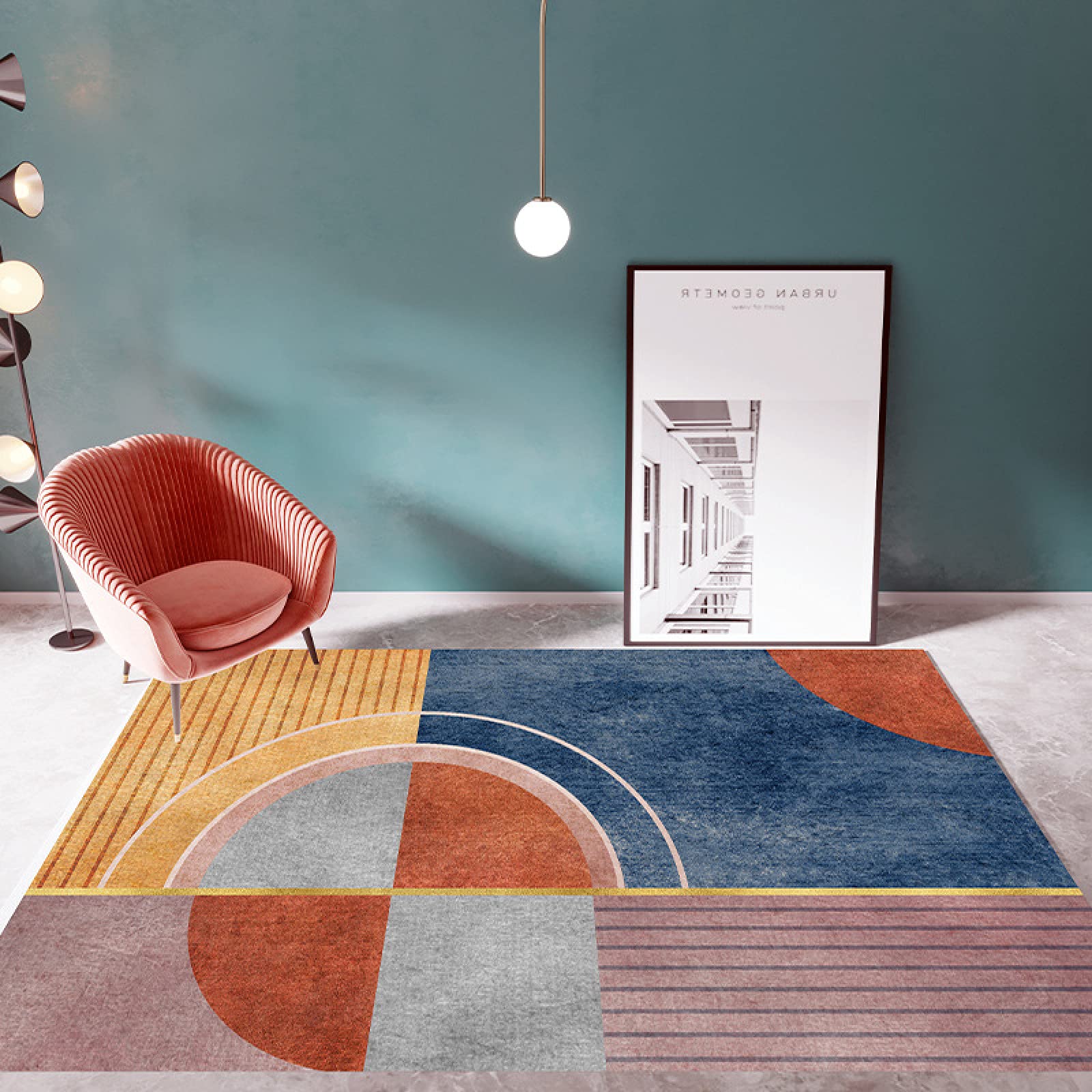 Tapis géométrique lavable 140x200 grand tapis salon moderne chambre