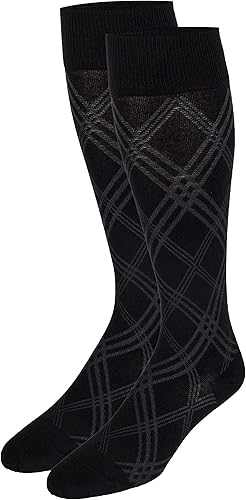 Miniatura 3 de Touch Calcetines de vestir para hombre, compresión graduada, uso casual de negocios, hasta la rodilla, recuperación de apoyo muscular, negro,