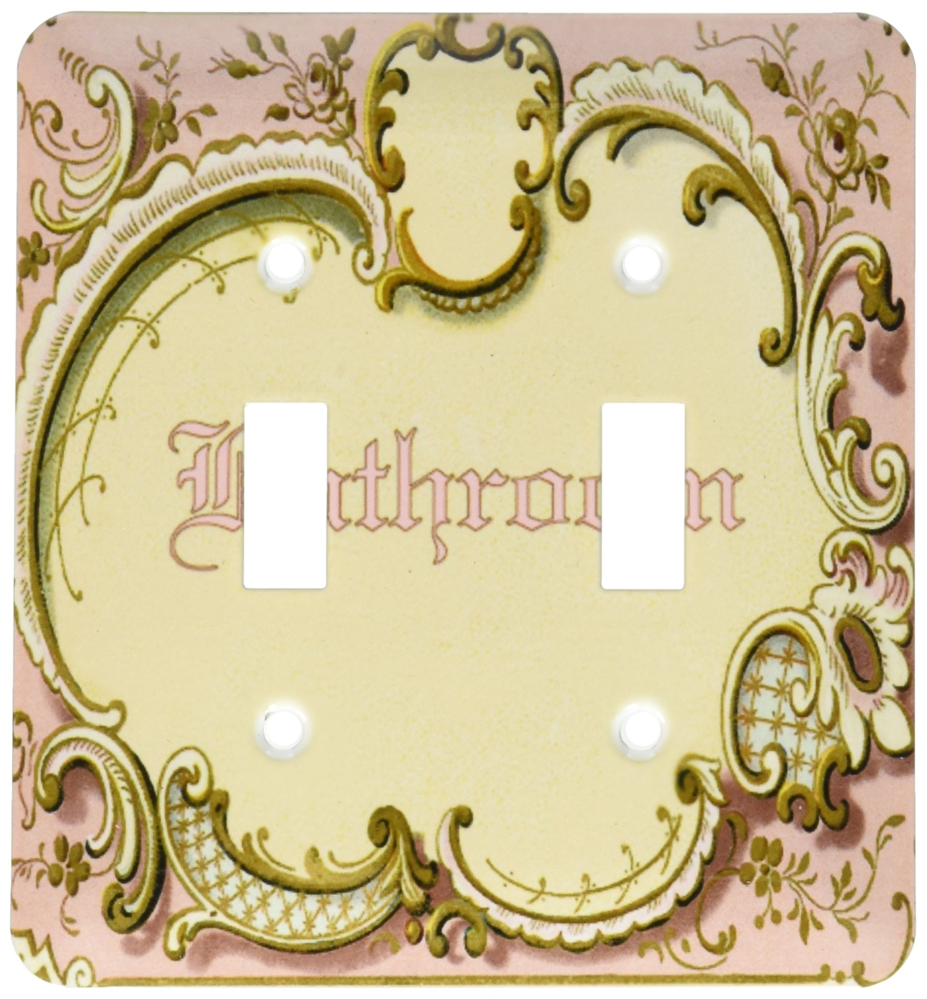 Cartel de pared para baño de diseño francés vintage fino acabado rosa y verde