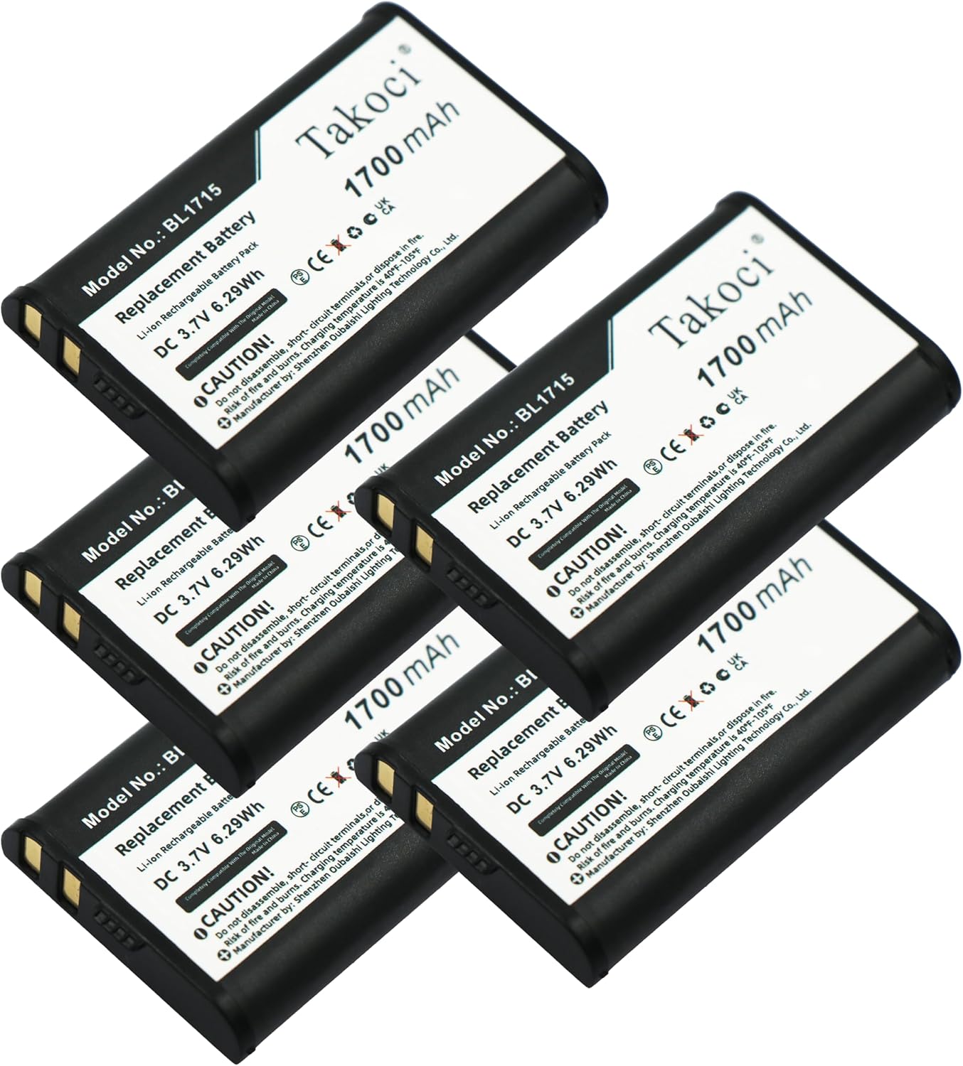 5PCS Upgrade Battery Compatible with HYT TC-320 TC-320U BL1715 BL1101 Radio (li-ion 3.7V 1700mAh)