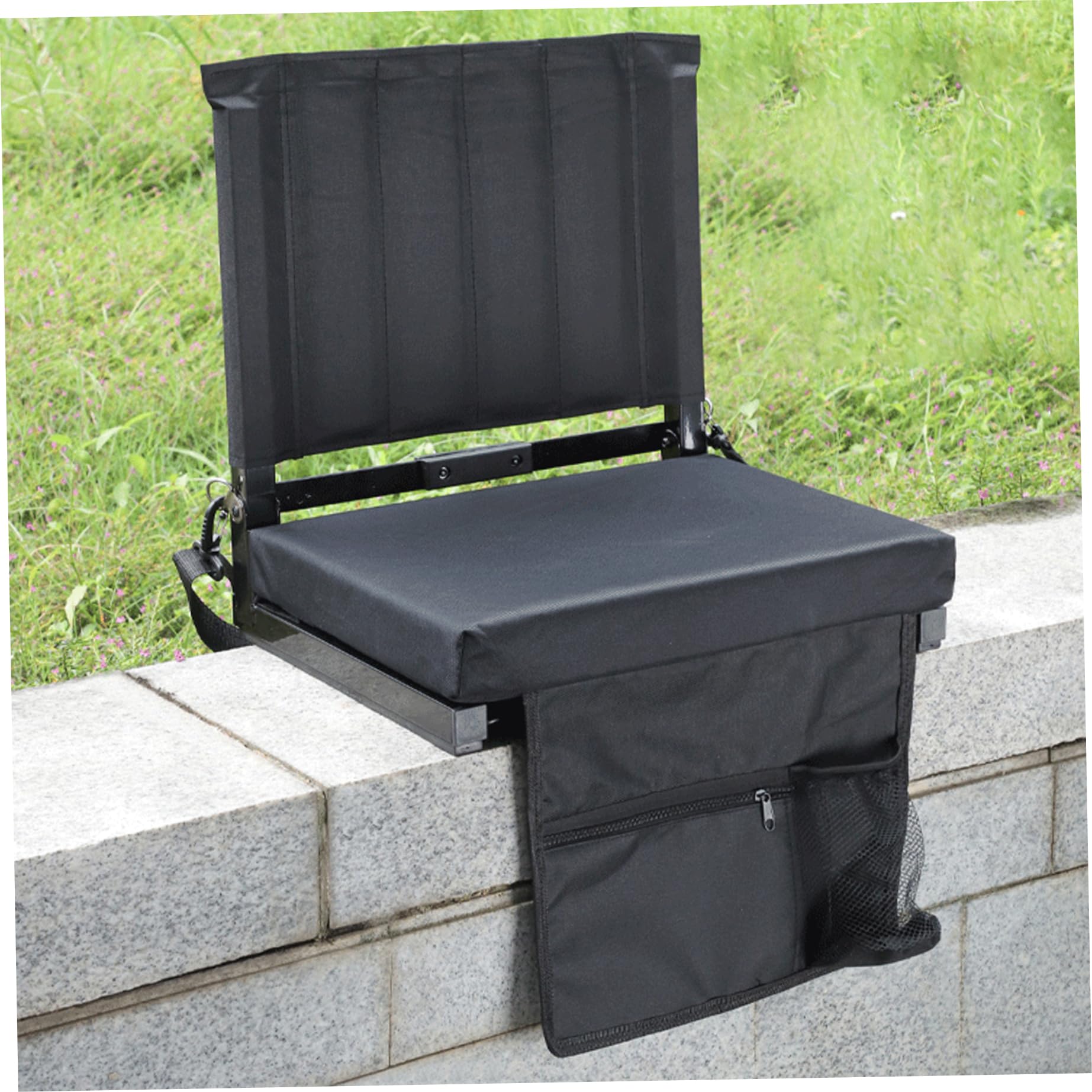 Sièges de stade avec support dorsal noir et chaise pliante portable de gradins