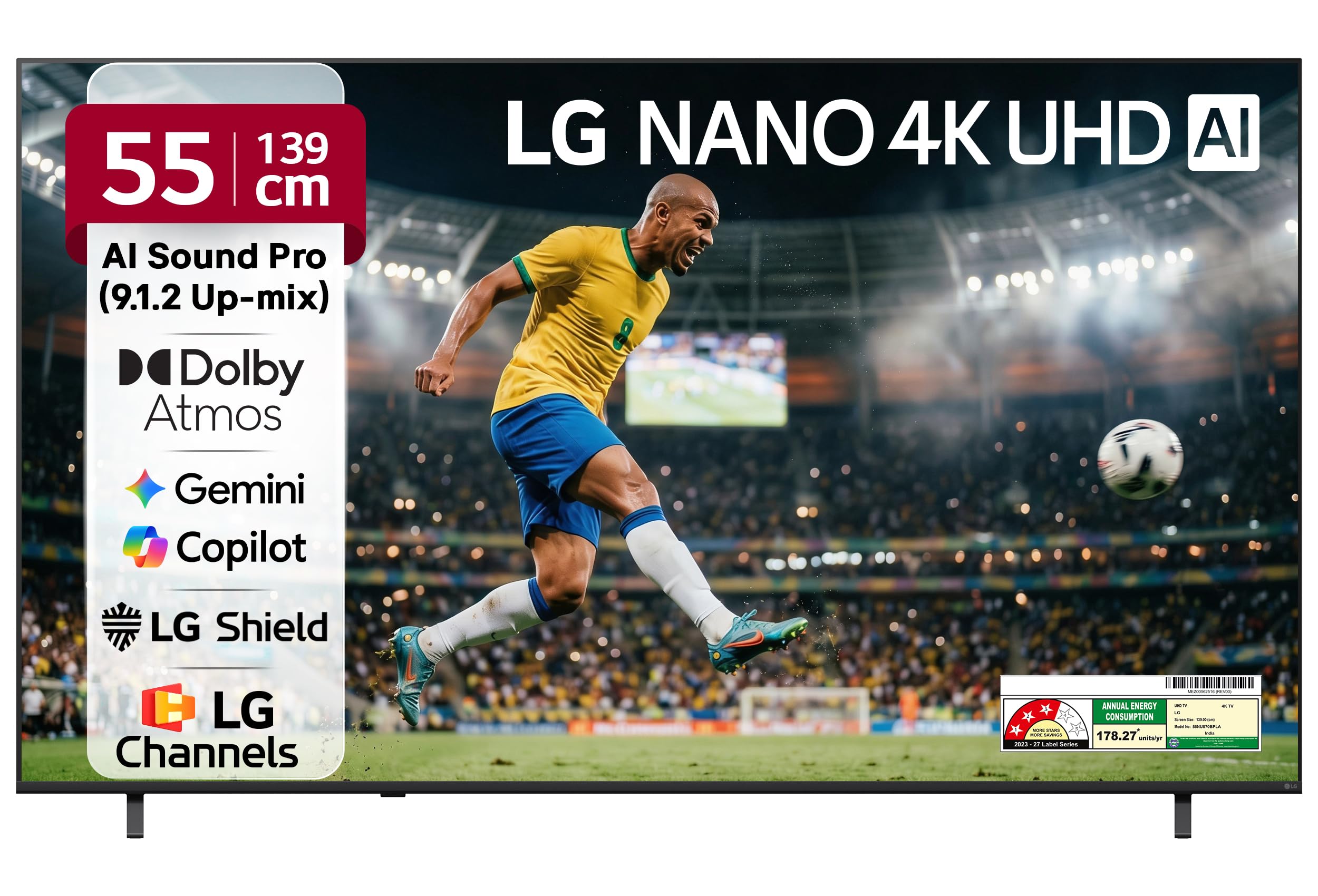 LG 139 cms (55 inches) NU87 AI Series Nano 4K Ultra HD Smart webOS LED TV 55NU870BPLA