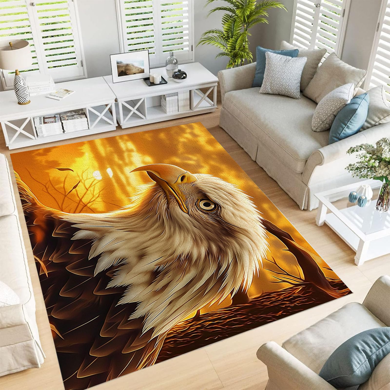Vista Della Fauna Selvatica Tappeti Soggiorno Camera Da Letto – Tramonto Tappeti Antiscivolo – Moderno Morbido Pelo Corto Peluche 150X210Cm Tappeto - Non Perde Pelo Facile Pulire