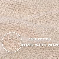 Vista 2 de Homaxy Trapos de cocina de 100% algodón, tejido de punto gofre, ultrasuaves, absorbentes y de secado rápido, 12 x 12 pulgadas, paquete de 6, beige