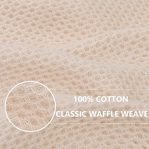Miniatura 2 de Homaxy Toallas de cocina 100% algodón con tejido de gofre, ultra suaves, absorbentes, de secado rápido, 13 x 28 pulgadas, paquete de 6, beige