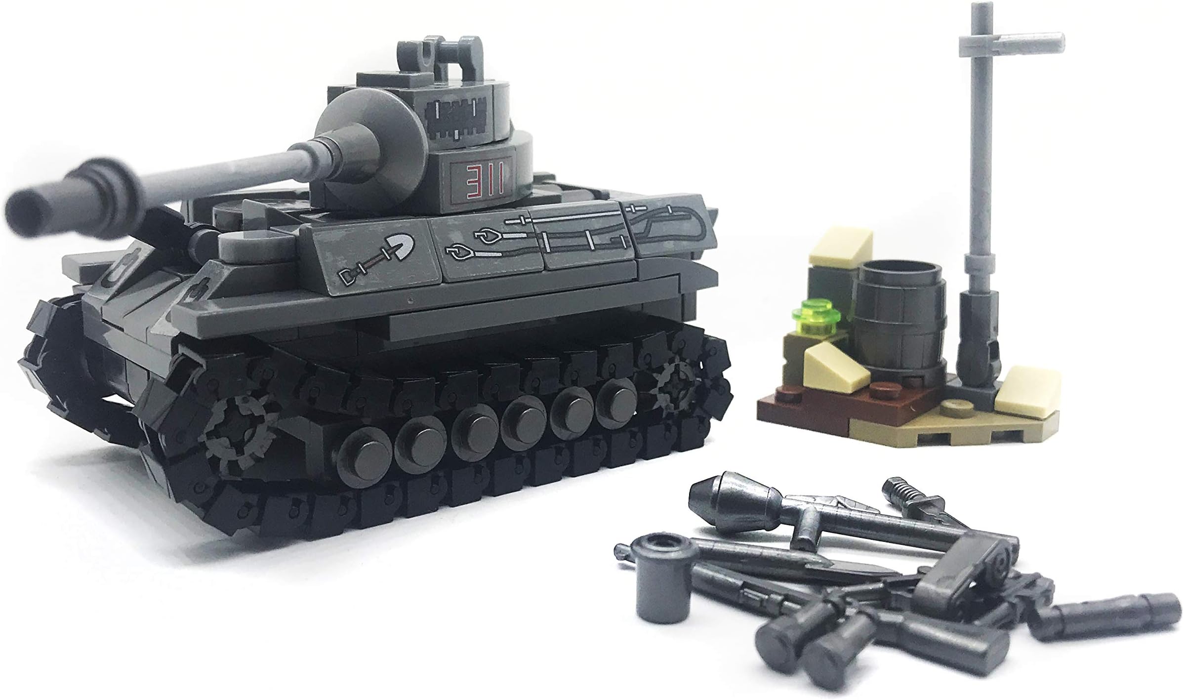 Custom Sets of WW2 German Army Tiger Tanks, WWII Mini Building Blocks Toys for Kids Age 6+ (Tank D- 242 PCS)