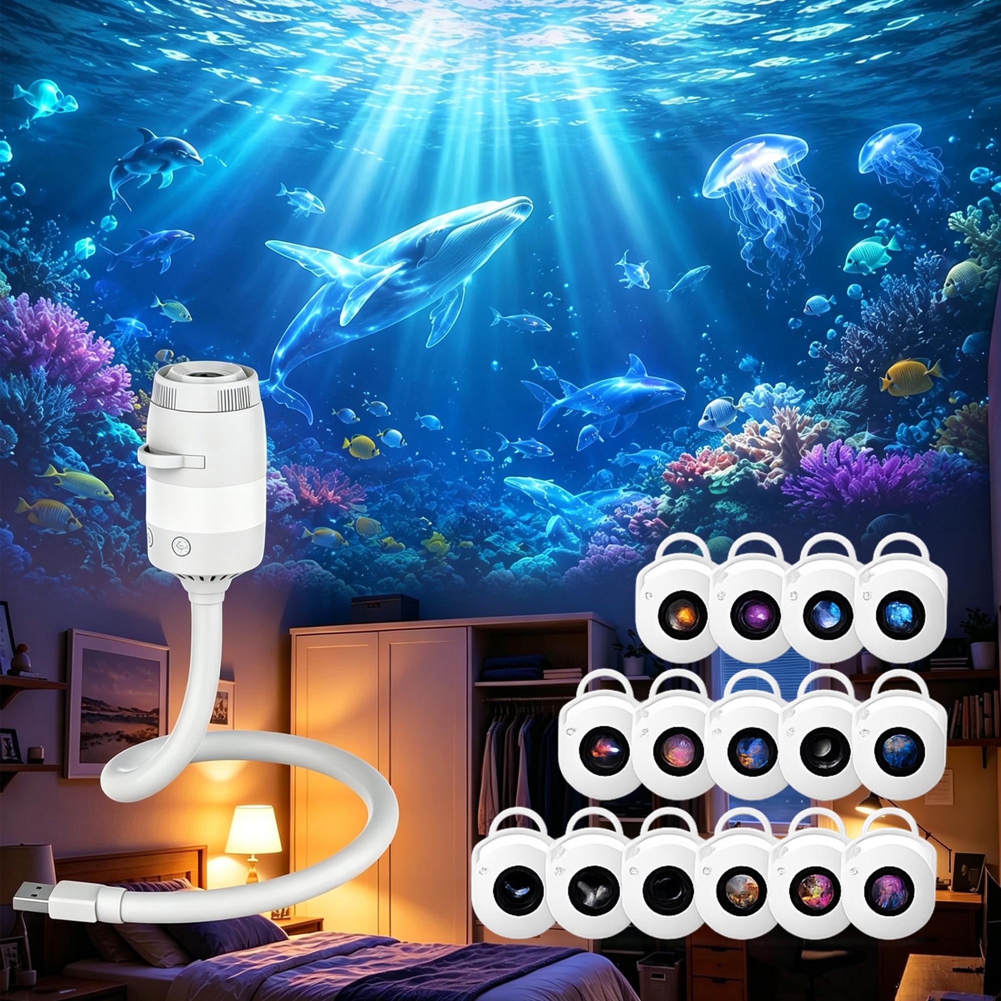 Homipoper Galaxy Projector, Ocean Projector, Star Projector Night Light USB