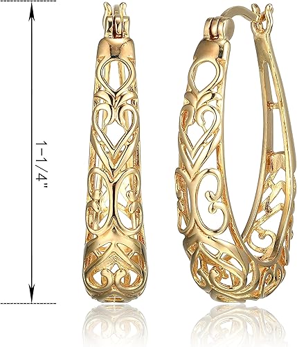 Miniatura 5 de Sterling Silver Filigree Hoop Earrings