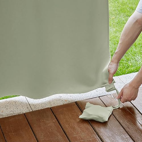 Vista 133 de RYB HOME Cortinas para exteriores resistentes al viento, bolsas con peso adjuntas, cortinas opacas de 84 pulgadas de largo, cortinas térmicas Beige