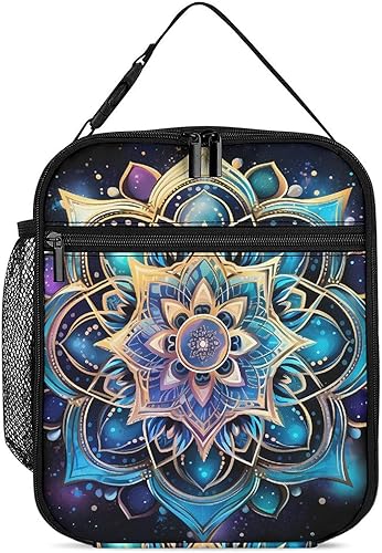 Mandala Lotus Flower Insulated Lunch Bag for Women Men Reusable Lunch Box Tote Bag for Work Travel