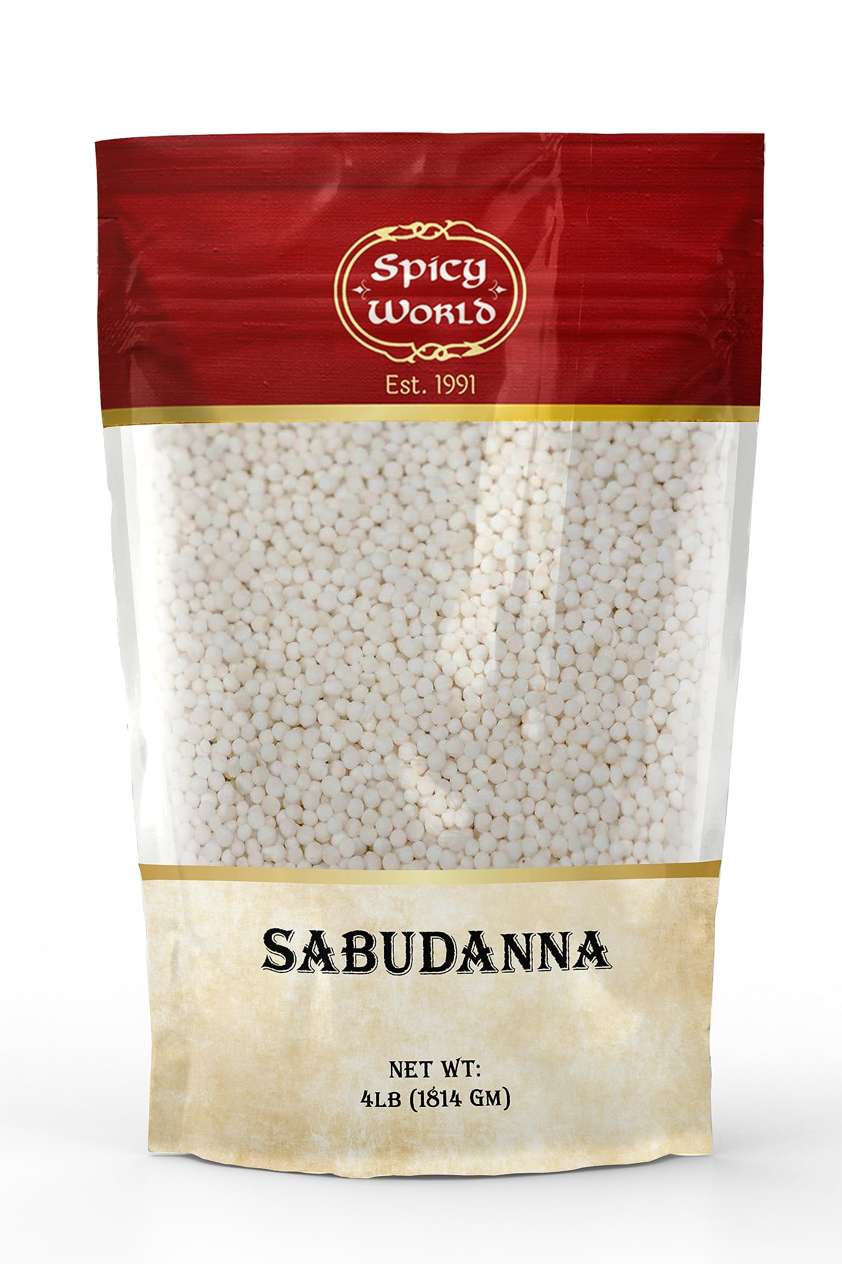 Spicy World Sabudana (Tapioca/Sago) Pearls 64oz (4 LB) Bulk ~ All Natural | Vegan | No Colors | Indian Origin