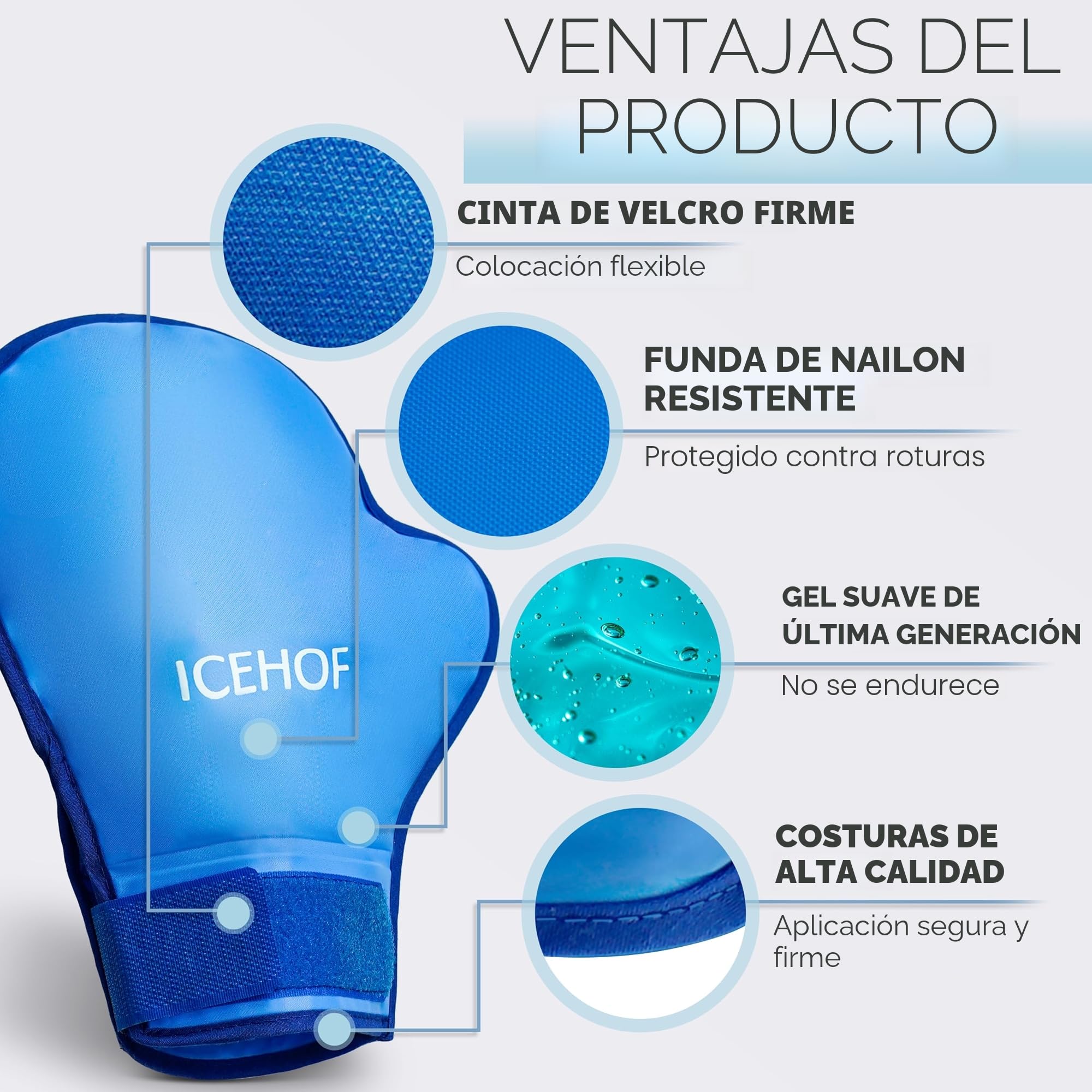 ICEHOF Guantes de refrigeración [2X] Tejido suave – Guantes refrescantes para manos/dedos para quimioterapia/reumatismo – Guantes de gel para el frío