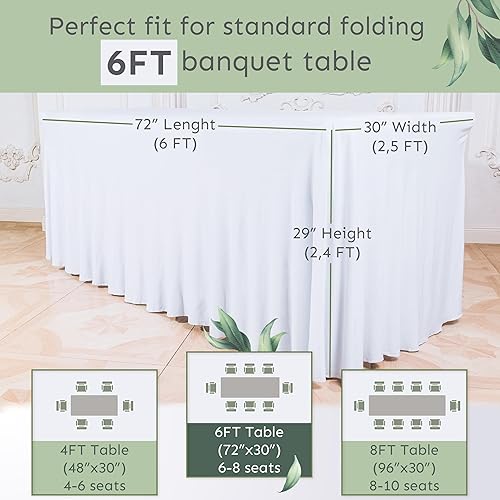 Miniatura 3 de Falda de mesa para mesas rectangulares de 6 pies  Fundas de mesa de elastano para mesa estándar de 6 pies  Mantel elástico ajustable de una pieza