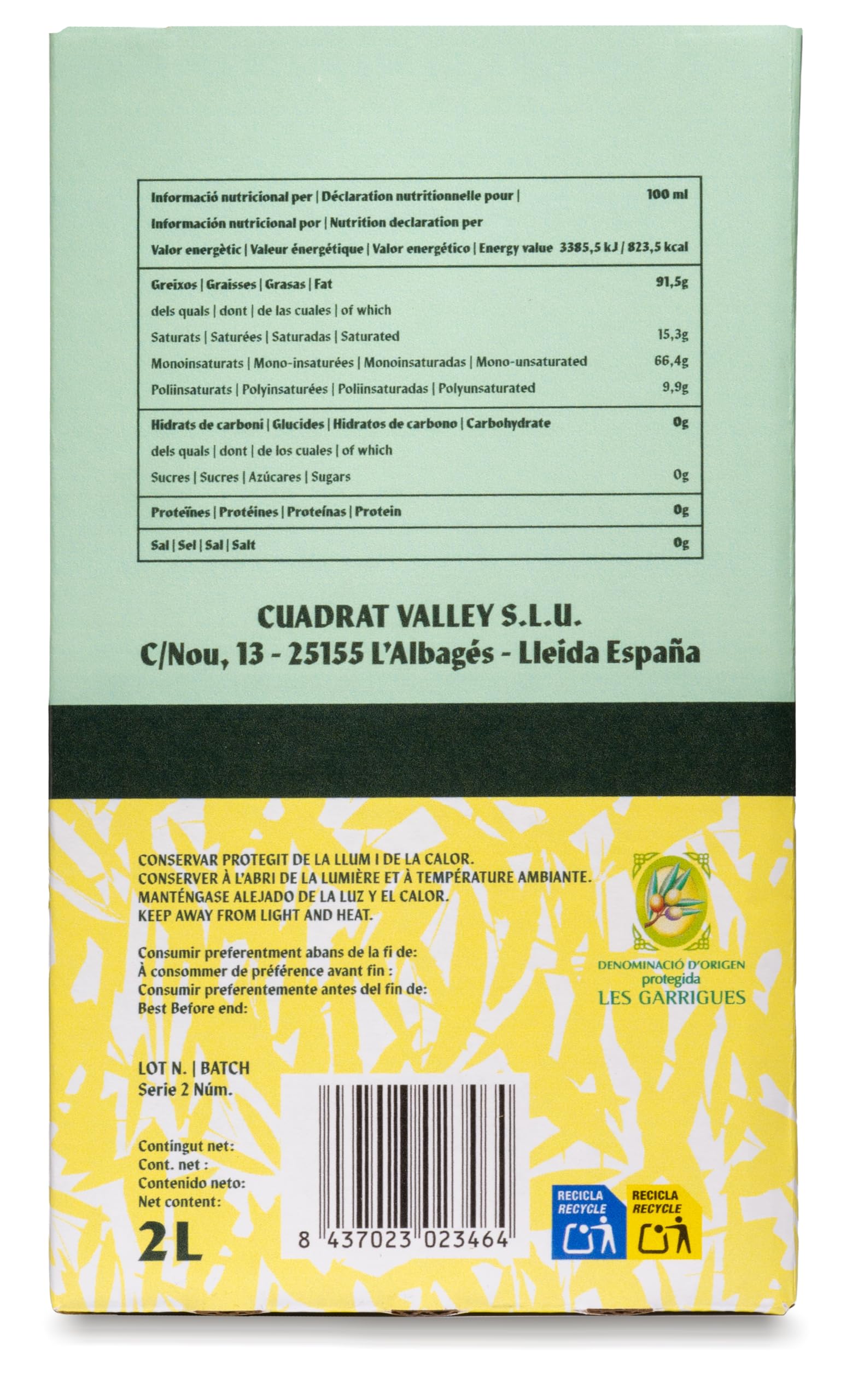 Fontfleurie | Aceite de Oliva Virgen Extra "L'Oli Arbequina" Bag in Box 5L