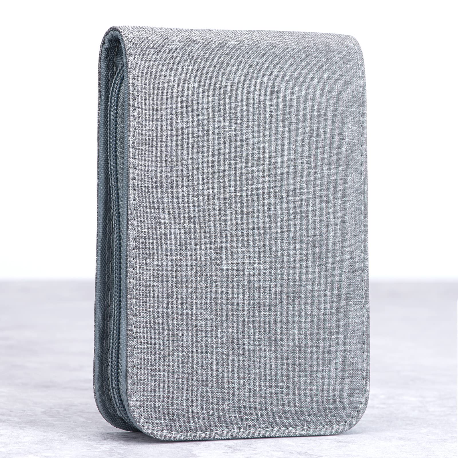 12 Fountain Pen Case, Rollerball Pen Case Gray Color, Waterproof Canvas Pen Display Holder Organizer Bag